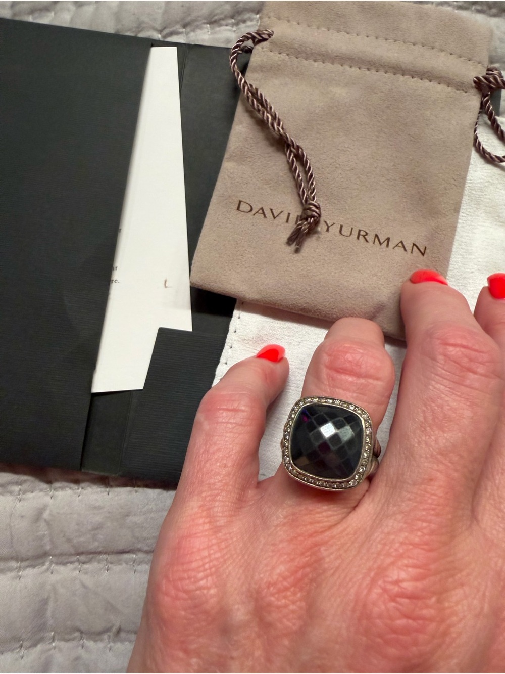 David Yurman Albion Onyx and Diamond Ring